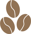 three coffee beans logo icon